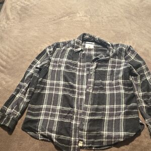 American Eagle Outfitters Black and Gray Plaid Shirt